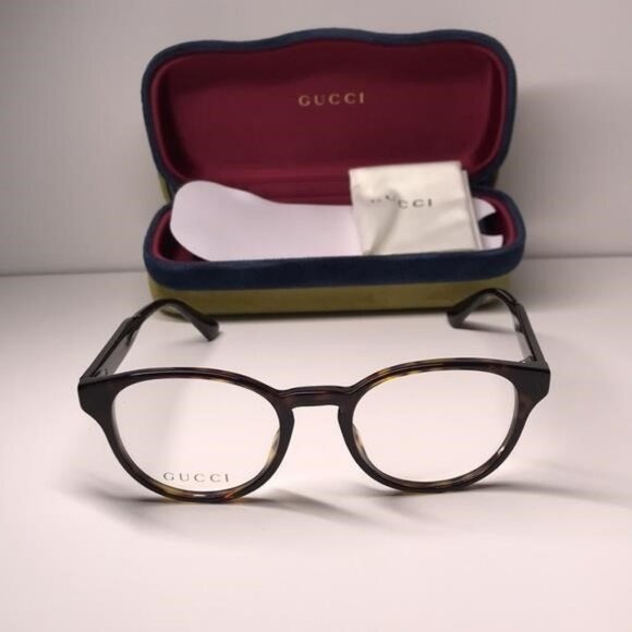 New Authentic Gucci GG0827O 002 Havana Round Eyeglasses - Picture 10 of 14